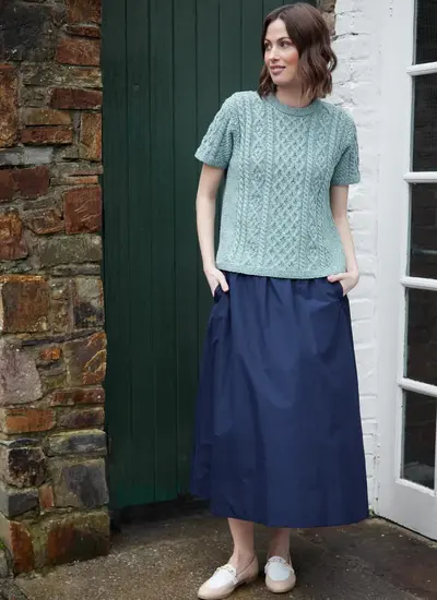 Molly T-Shirt Aran Sweater in Aqua
